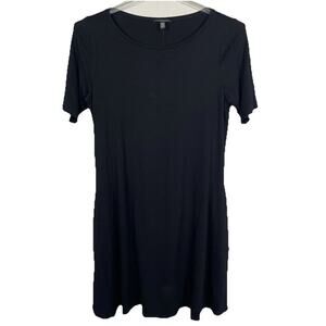 Eileen Fisher Swing Dress Size Large Petite Black Minimalist Capsule Pockets USA